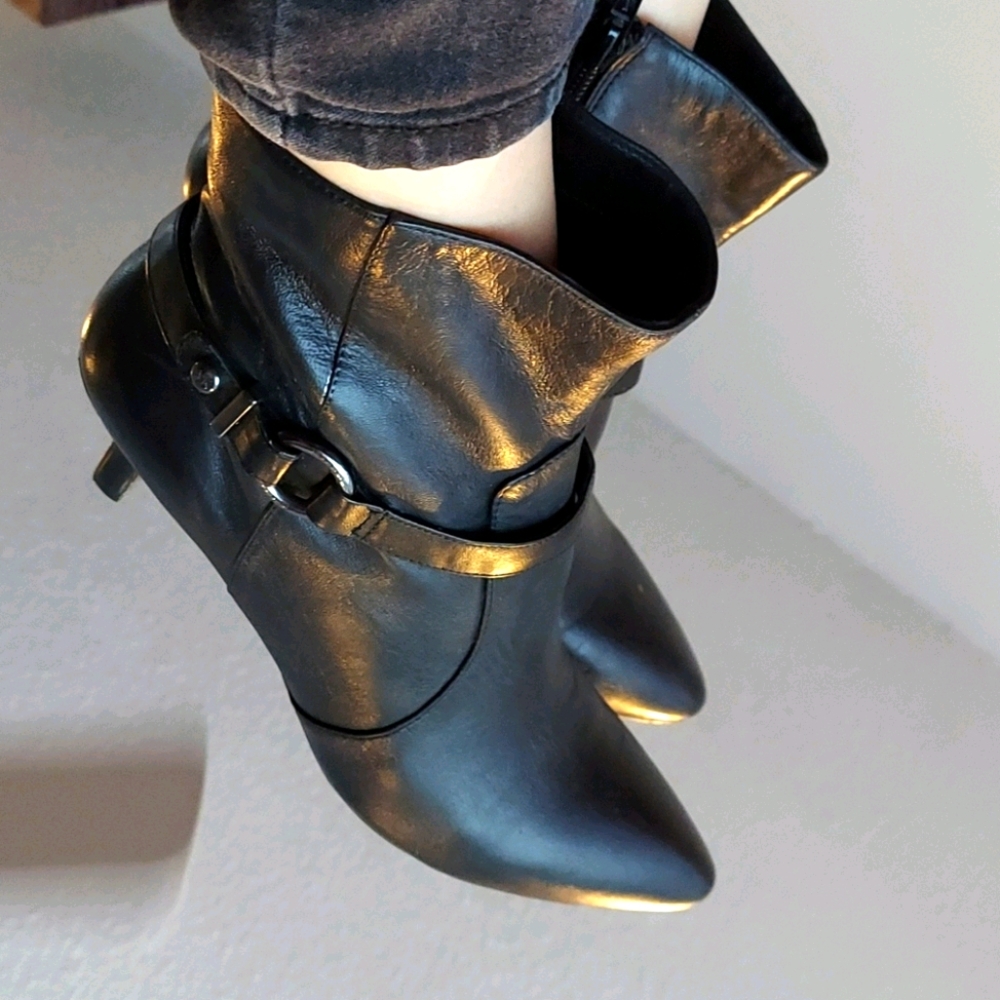 Black Leather Boot Ankle Short
